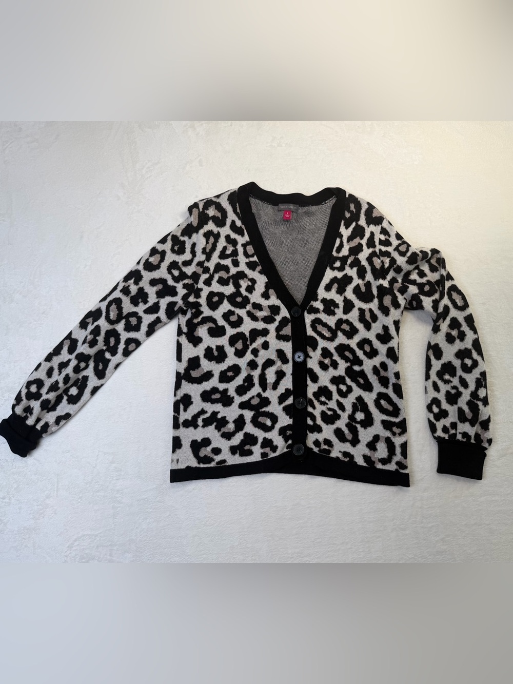 Vince Camuto Leopard Print 100% Cotton Button Cardigan Sweater Women’s S